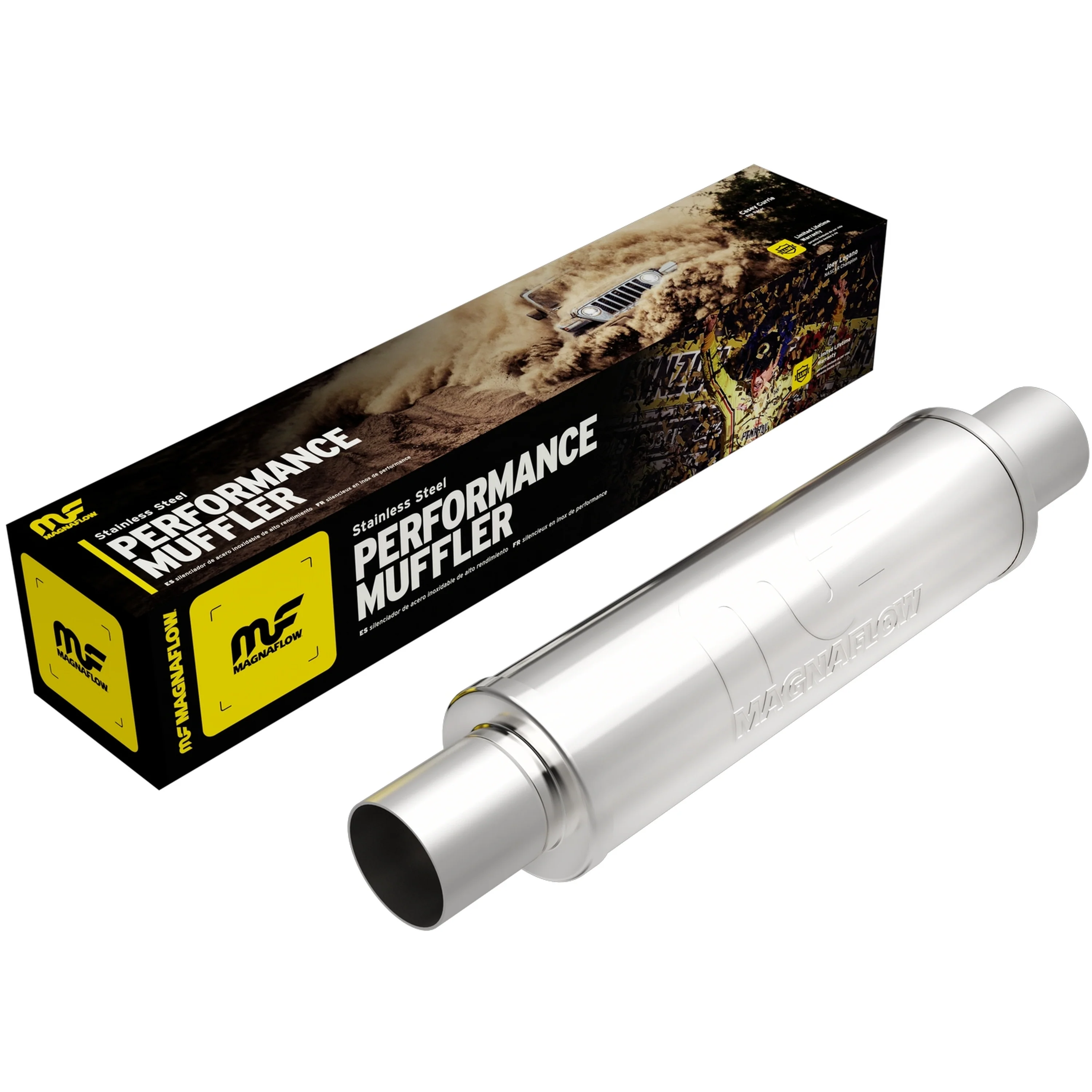 MagnaFlow 4 in. x 14 in. Round Straight-Through Performance Exhaust Muffler 10416 - Image 4