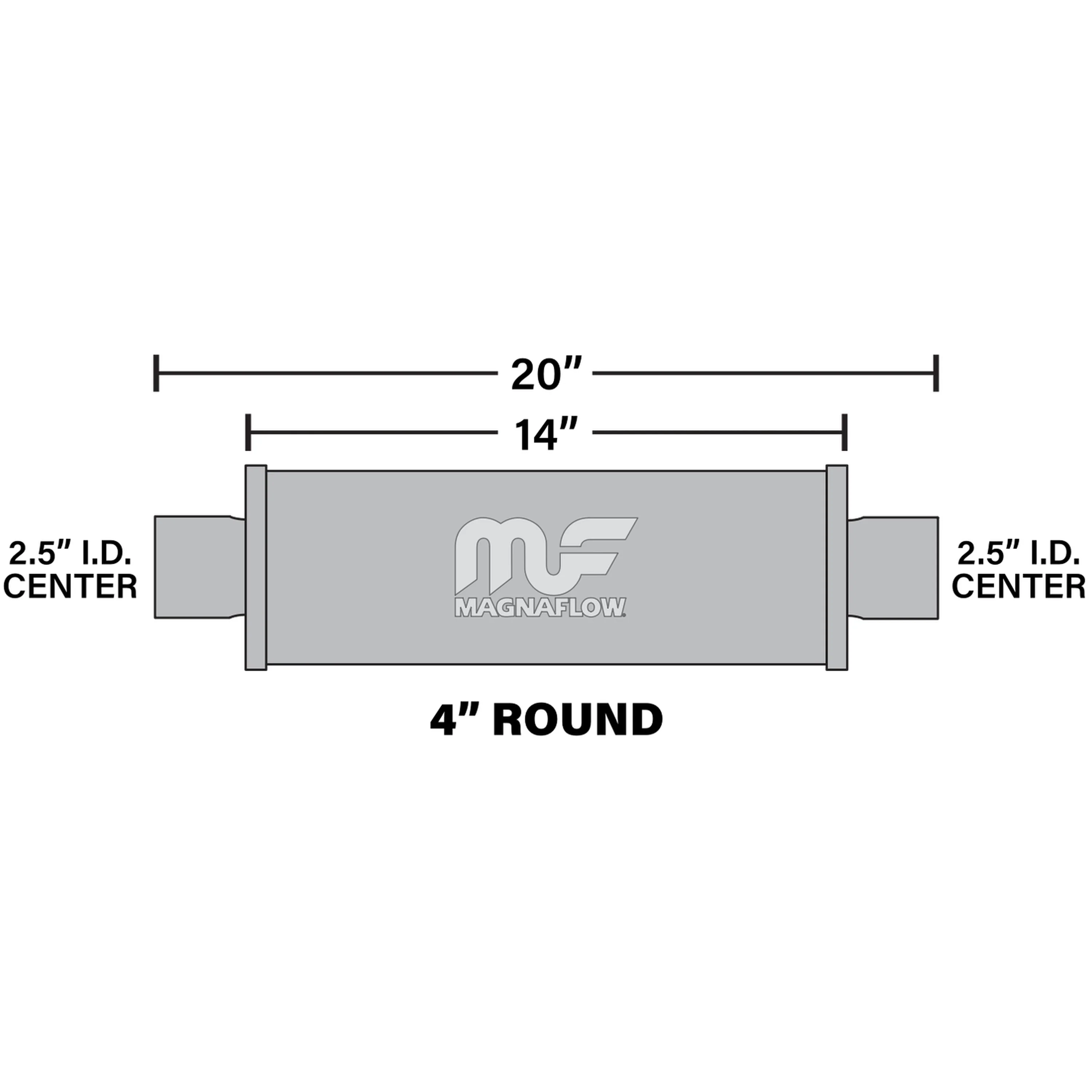 MagnaFlow 4 in. x 14 in. Round Straight-Through Performance Exhaust Muffler 10416 - Image 7
