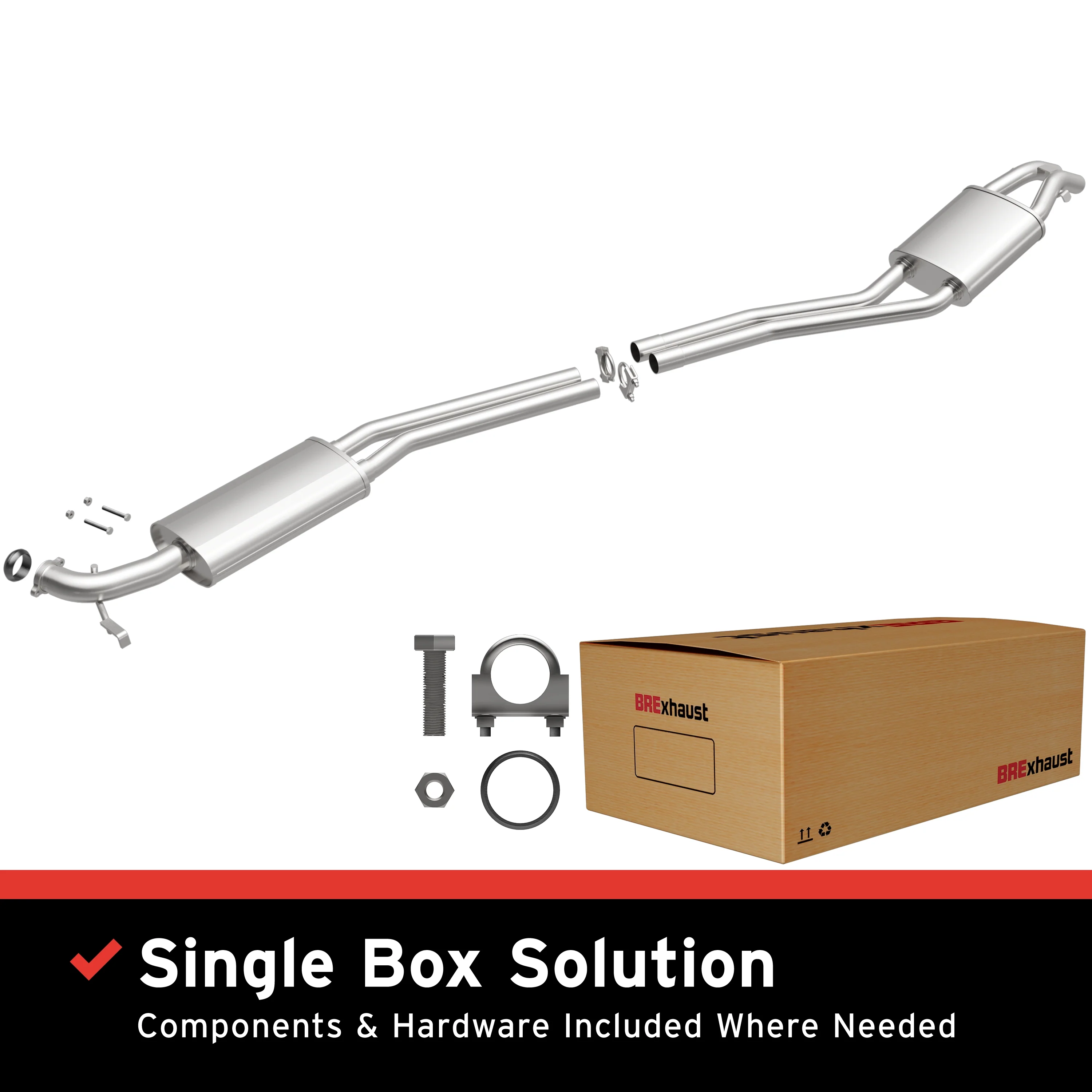 BRExhaust 1981-1985 Mercedes-Benz 380SL 3.8L Direct-Fit Exhaust System Kit 106-0288