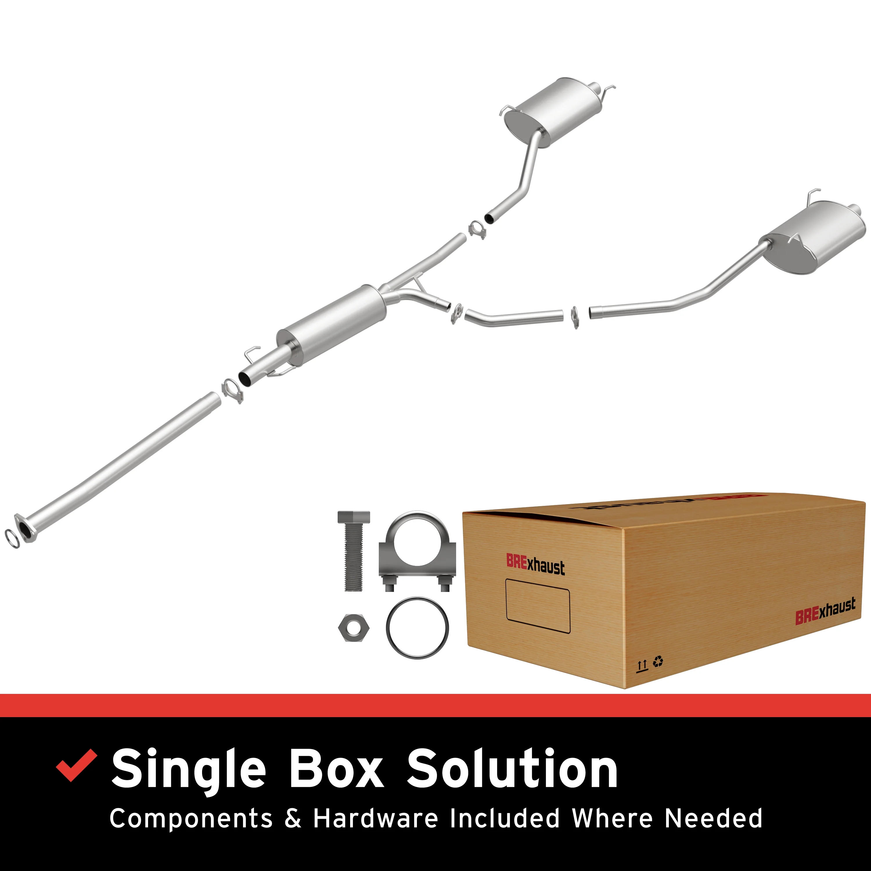 BRExhaust 2009-2015 Honda Pilot 3.5L Direct-Fit Exhaust System Kit 106-0333