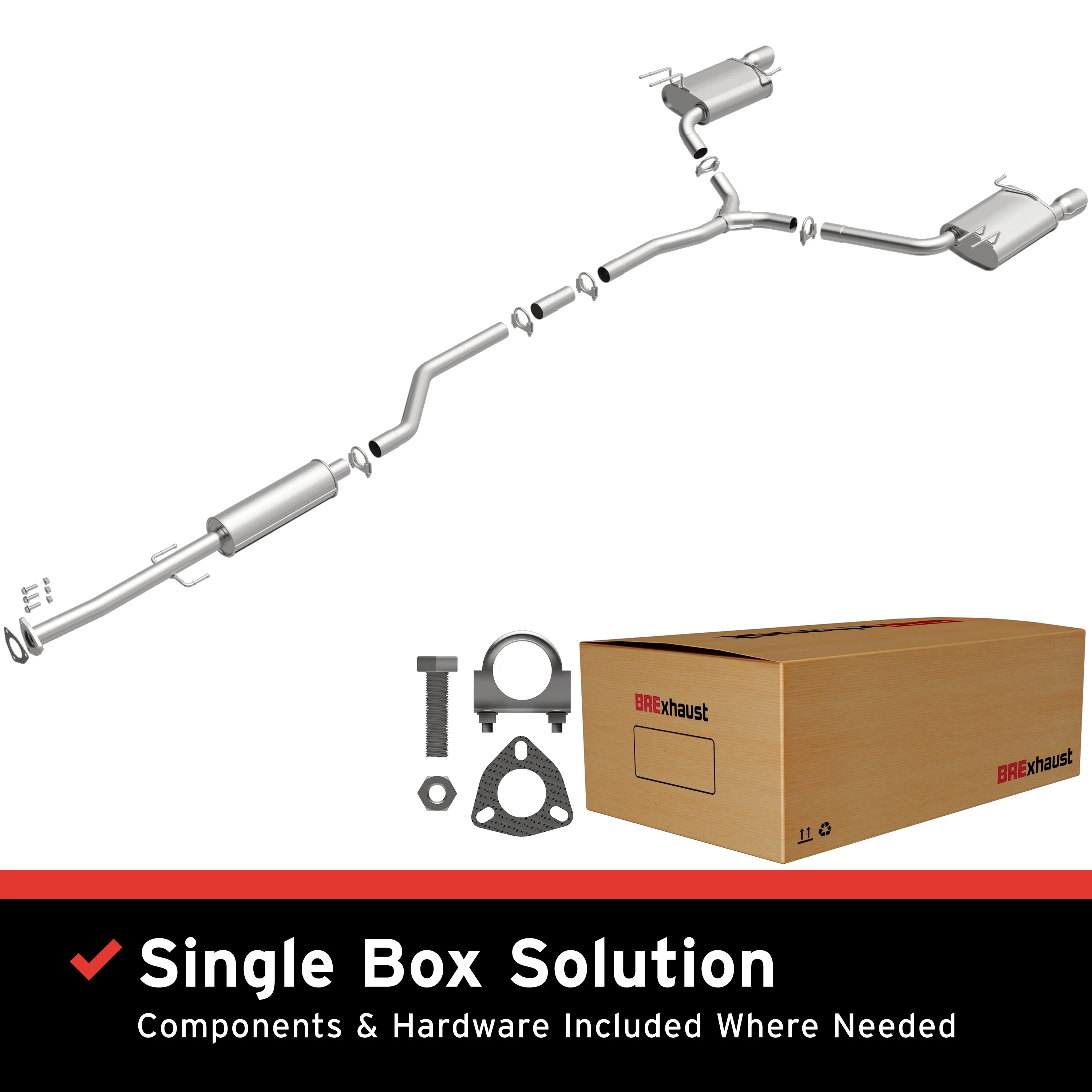 BRExhaust 2008-2012 Honda Accord 3.5L Direct-Fit Exhaust System Kit 106-0547